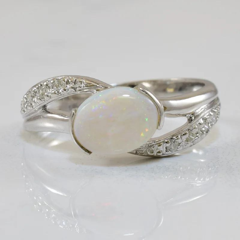 Fashion-Forward Jewelry At Incredible Prices Opal & Diamond Split Shank Bypass Ring | 0.55ct, 0.08ctw | SZ 6.5 | Fashion-Forward Jewelry At Incredible Prices Opal & Diamond Split Shank Bypass Ring | 0.55ct, 0.08ctw | SZ 6.5 |