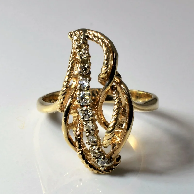 Elevate Your Outfit With Discounted Statement Jewelry Abstract Diamond Rope Ring | 0.24ctw | SZ 9.25 | Elevate Your Outfit With Discounted Statement Jewelry Abstract Diamond Rope Ring | 0.24ctw | SZ 9.25 |