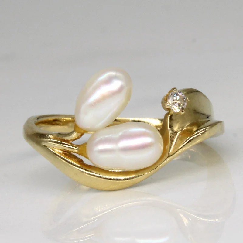 Unique Jewelry Designs Now At Discounted Rates Oval Pearl & Diamond Ring | 0.03ct | SZ 6.5 |