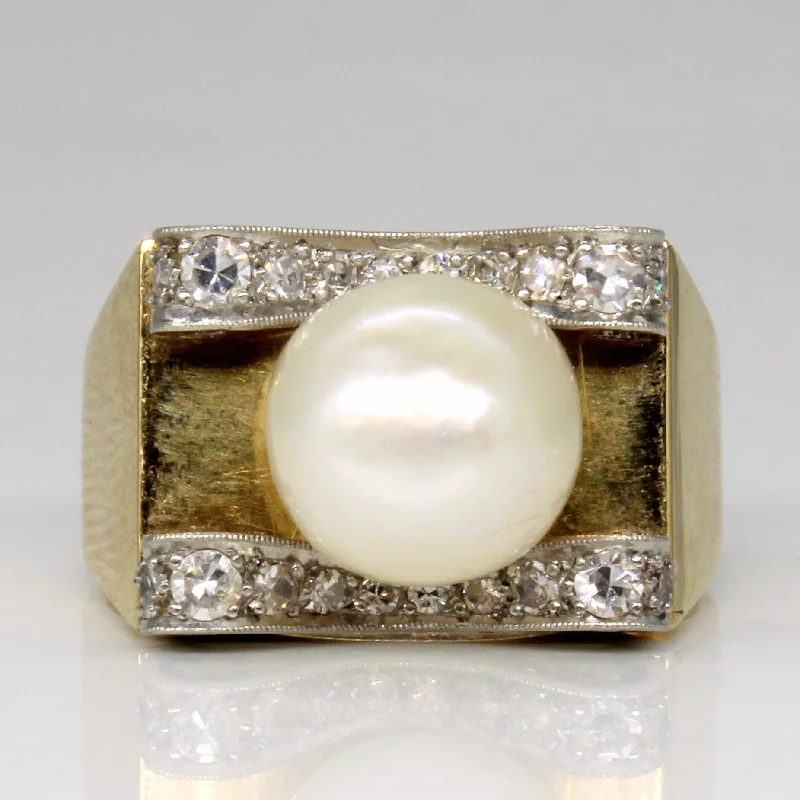 Chic, Trendy, And Affordable Jewelry Sale Milgrain Detailed Pearl & Diamond Ring | 0.20ctw | SZ 9.5 | Chic, Trendy, And Affordable Jewelry Sale Milgrain Detailed Pearl & Diamond Ring | 0.20ctw | SZ 9.5 |