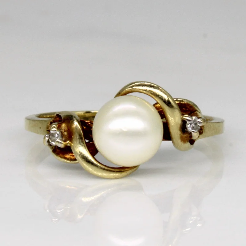 Fashion-Forward Geometric Jewelry For Contemporary Style Pearl & Diamond Twist Ring | 0.02ctw | SZ 6.75 | Fashion-Forward Geometric Jewelry For Contemporary Style Pearl & Diamond Twist Ring | 0.02ctw | SZ 6.75 |