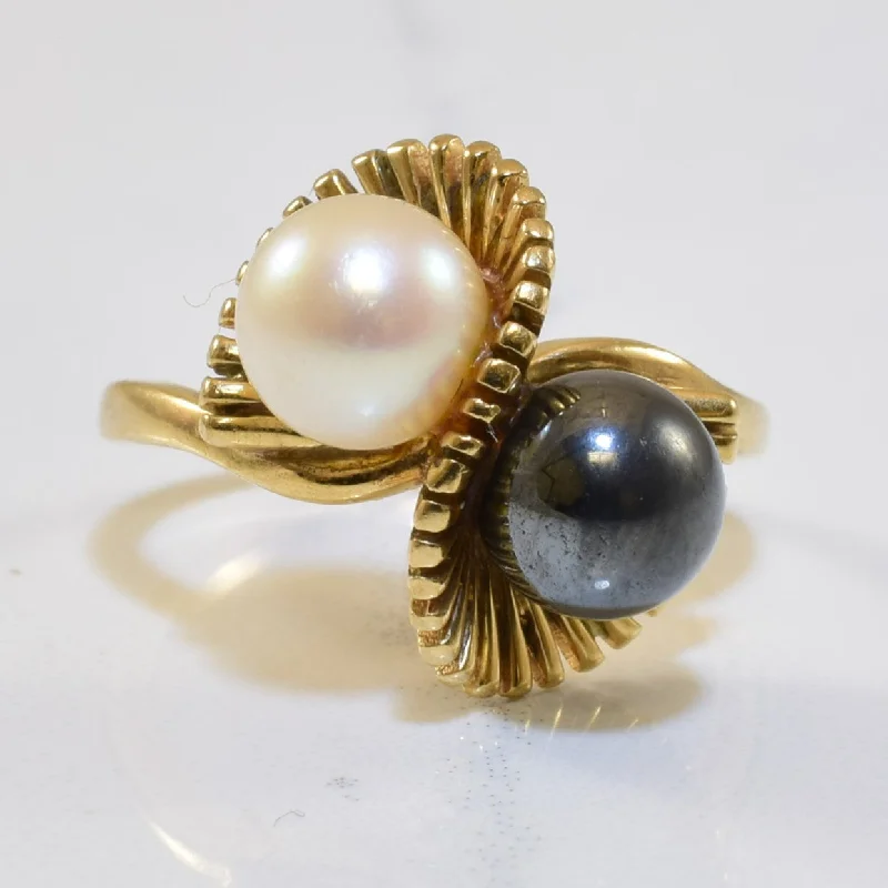 Fashion-Forward Jewelry At Exclusive Discounts Pearl & Hematite Bypass Flare Ring | 6.00ctw | SZ 5 | Fashion-Forward Jewelry At Exclusive Discounts Pearl & Hematite Bypass Flare Ring | 6.00ctw | SZ 5 |
