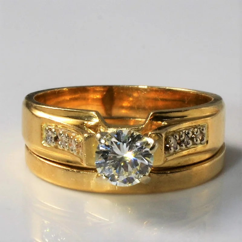 Fashion-Forward Geometric Jewelry For Contemporary Style Diamond Engagement Ring & Nesting Band | 0.62ctw | SZ 7.25 |