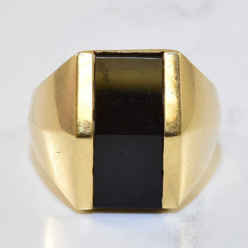 Dazzle In Elegance With Our Biggest Jewelry Sale Tapered Flat Cab Onyx Ring | 4.00ct | SZ 10.5 | Dazzle In Elegance With Our Biggest Jewelry Sale Tapered Flat Cab Onyx Ring | 4.00ct | SZ 10.5 |