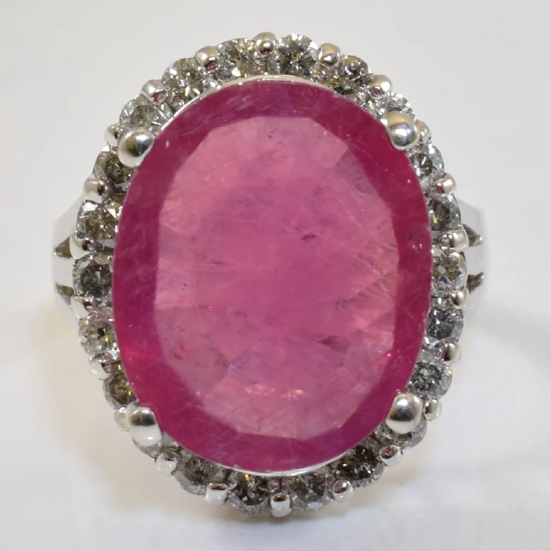 Discounted Jewelry For A Glamorous Look Pink Sapphire & Diamond Halo Cocktail Ring | 6.28ct, 0.66ctw | SZ 5 | Discounted Jewelry For A Glamorous Look Pink Sapphire & Diamond Halo Cocktail Ring | 6.28ct, 0.66ctw | SZ 5 |