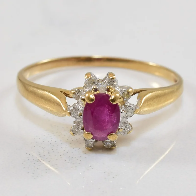 Luxury Meets Affordability – Jewelry Sale Now Live Ruby & Diamond Halo Ring | 0.50ct, 0.05ctw | SZ 6.75 |