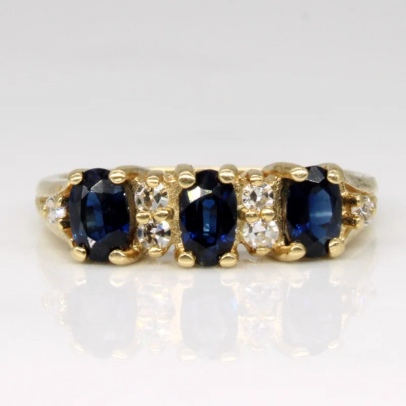 Unique Jewelry For Less – Shop The Sale Now Sapphire & Diamond Three Stone Ring | 0.62ctw, 0.06ctw | SZ 5.25 | Unique Jewelry For Less – Shop The Sale Now Sapphire & Diamond Three Stone Ring | 0.62ctw, 0.06ctw | SZ 5.25 |