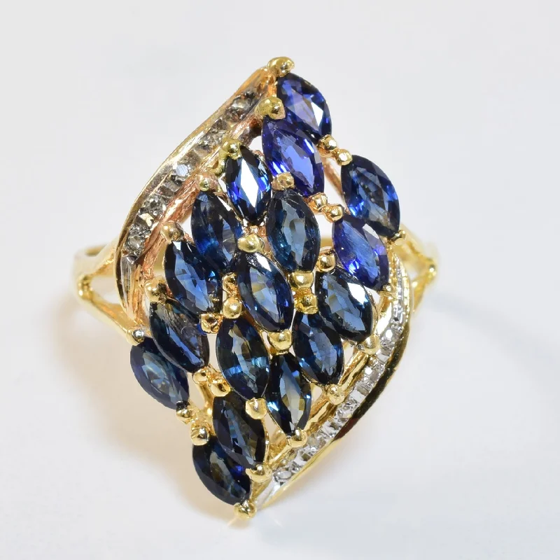 High-End Jewelry, Now More Affordable Than Ever Marquise Sapphire & Diamond Shield Ring | 1.70ctw, 0.05ctw | SZ 8 | High-End Jewelry, Now More Affordable Than Ever Marquise Sapphire & Diamond Shield Ring | 1.70ctw, 0.05ctw | SZ 8 |