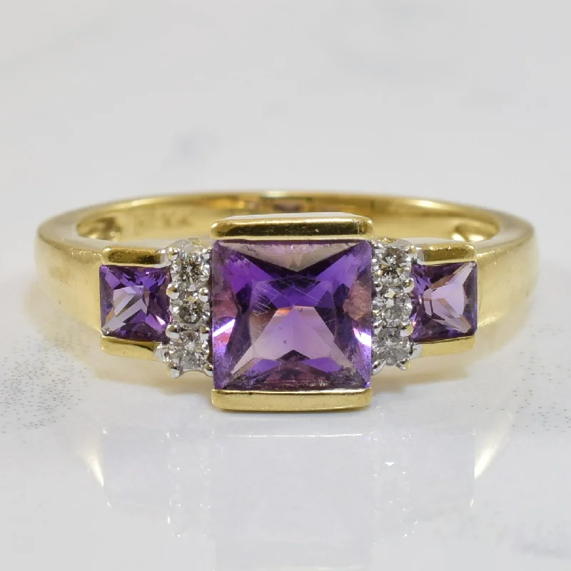 Jewelry Clearance Sale – Final Reductions Semi Bezel Amethyst & Diamond Ring | 1.20ct, 0.09ctw | SZ 7.25 | Jewelry Clearance Sale – Final Reductions Semi Bezel Amethyst & Diamond Ring | 1.20ct, 0.09ctw | SZ 7.25 |