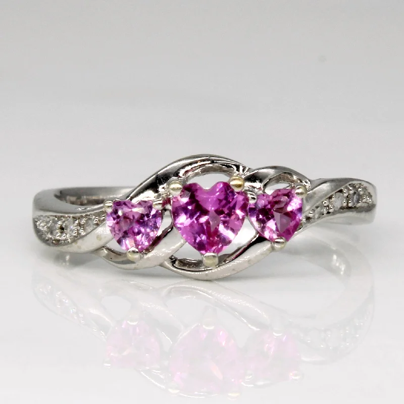 Make Every Moment Shine – Jewelry Discounts Available Synthetic Pink Sapphire & Diamond Heart Ring | 0.38ctw, 0.02ctw | SZ 7 | Make Every Moment Shine – Jewelry Discounts Available Synthetic Pink Sapphire & Diamond Heart Ring | 0.38ctw, 0.02ctw | SZ 7 |