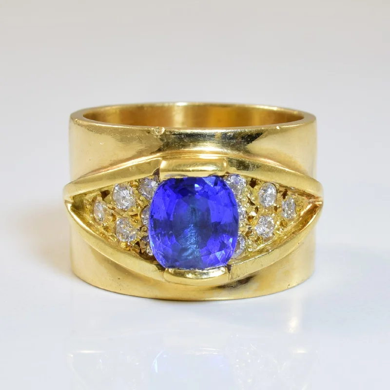 Shop High-Quality Jewelry At Jaw-Dropping Discounts Tanzanite & Diamond Cigar Band | 1.30ct, 0.30ctw | SZ 4.75 | Shop High-Quality Jewelry At Jaw-Dropping Discounts Tanzanite & Diamond Cigar Band | 1.30ct, 0.30ctw | SZ 4.75 |