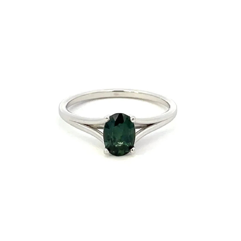 Shop Trending Jewelry With Exclusive Savings Bespoke' Platinum Teal Green Sapphire Ring | 0.90ct | SZ 6.5 |