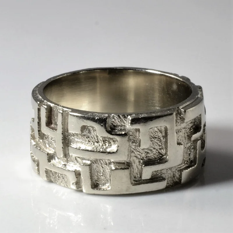 High-Quality Jewelry At A Fraction Of The Cost White Gold Geometric Band | SZ 5.75 |
