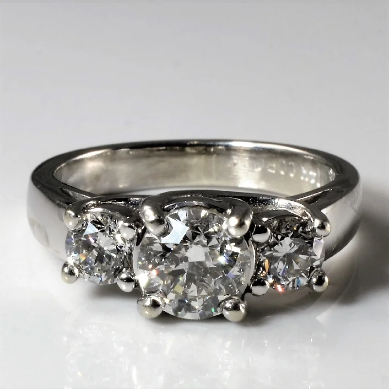 Modern Statement Jewelry For Bold Styling Three Stone Diamond Engagement Ring | 1.48ctw | SZ 5.75 | Modern Statement Jewelry For Bold Styling Three Stone Diamond Engagement Ring | 1.48ctw | SZ 5.75 |