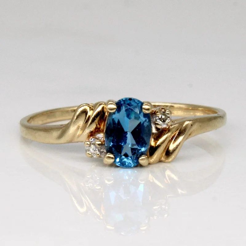 Eco-Friendly Sustainable Jewelry For Conscious Buyers Blue Topaz & Diamond Bypass Ring | 0.46ct, 0.02ctw | SZ 7.25 | Eco-Friendly Sustainable Jewelry For Conscious Buyers Blue Topaz & Diamond Bypass Ring | 0.46ct, 0.02ctw | SZ 7.25 |