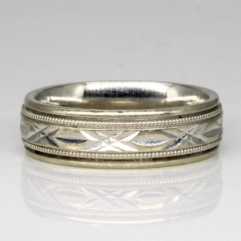 Unmissable Deals On Handmade Jewelry Collections White Gold Patterned Band | SZ 8 |
