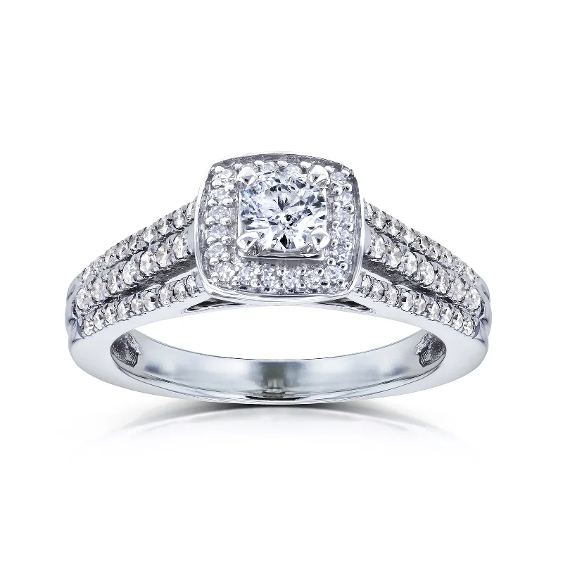 Shop Signature Jewelry Styles At Exclusive Prices 1/2ct.tw Multi-Row Diamond V-Bridge Halo Ring 14k White Gold Shop Signature Jewelry Styles At Exclusive Prices 1/2ct.tw Multi-Row Diamond V-Bridge Halo Ring 14k White Gold