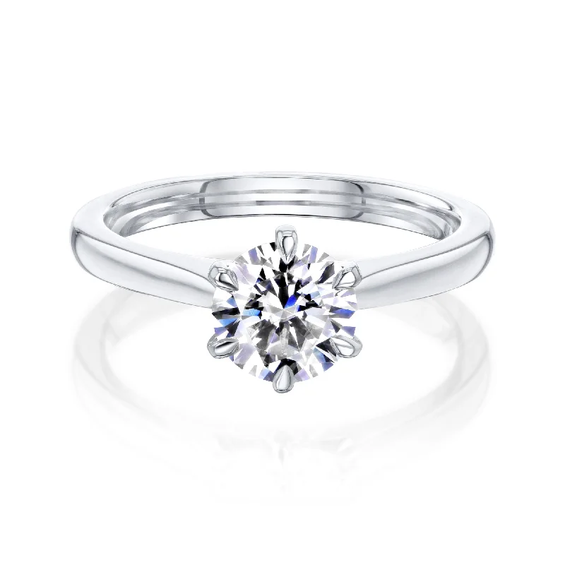 Exclusive Jewelry Sale – Shine For Less 1ct Round Moissanite 6-Prong Ring