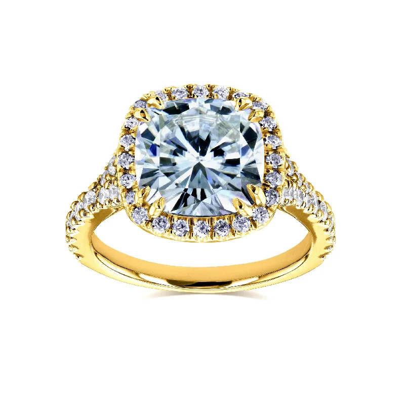 Limited-Stock Jewelry Sale – Once It's Gone, It's Gone 3-1/3ct.tw Bold Cushion Halo Ring- Moissanite & Natural Diamonds