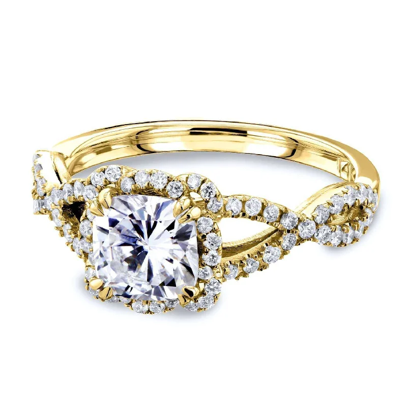 Flash Sale On Elegant Jewelry – Don't Miss Out Cushion Moissanite and Diamond Fancy Halo Cross Shank Ring, 1-2/5 CTW 14k Gold Flash Sale On Elegant Jewelry – Don't Miss Out Cushion Moissanite and Diamond Fancy Halo Cross Shank Ring, 1-2/5 CTW 14k Gold