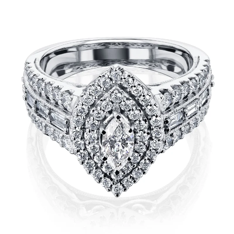 Discounted Jewelry For A Glamorous Look Marquise Double Halo Diamond Cluster Ring