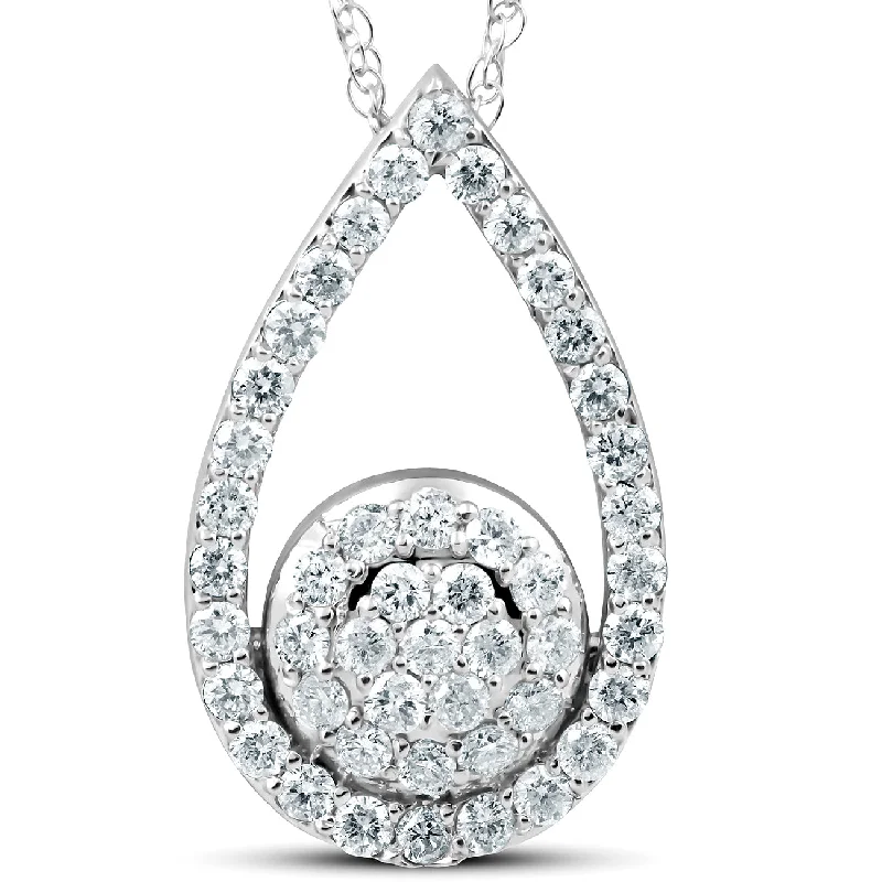 Chic, Trendy, And Affordable Jewelry Sale 1 1/10Ct Lab Created Diamond Circle Pear Shape Pendant 14k White Gold 1" Tall Chic, Trendy, And Affordable Jewelry Sale 1 1/10Ct Lab Created Diamond Circle Pear Shape Pendant 14k White Gold 1" Tall