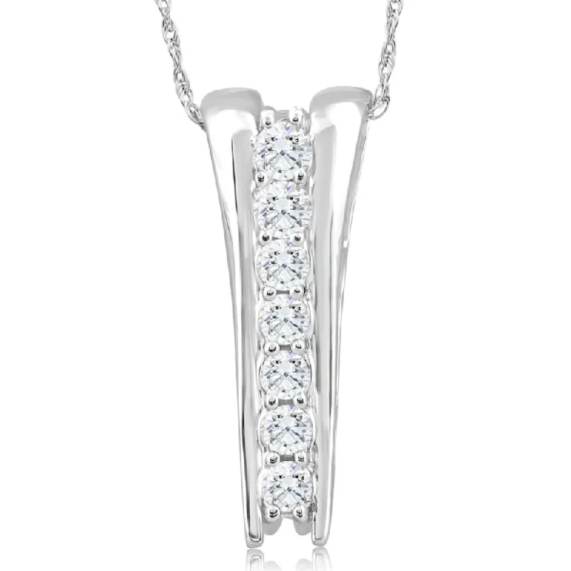 Shop Stylish Jewelry Now And Save Big 1/2Ct Round-Cut Natural Diamond Pendant 10k White Gold 18" Necklace 1" Tall Shop Stylish Jewelry Now And Save Big 1/2Ct Round-Cut Natural Diamond Pendant 10k White Gold 18" Necklace 1" Tall