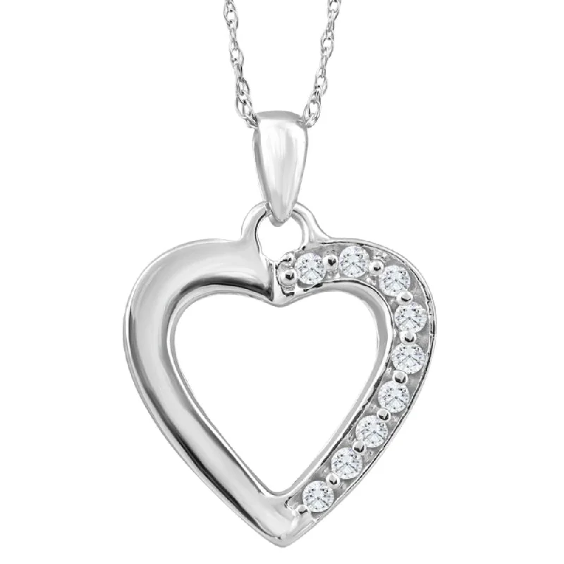 Exclusive Jewelry Sale – Shine For Less 10K White Gold 1/10Ct TW Diamond Small Heart Pendant Necklace 1" Tall Exclusive Jewelry Sale – Shine For Less 10K White Gold 1/10Ct TW Diamond Small Heart Pendant Necklace 1" Tall