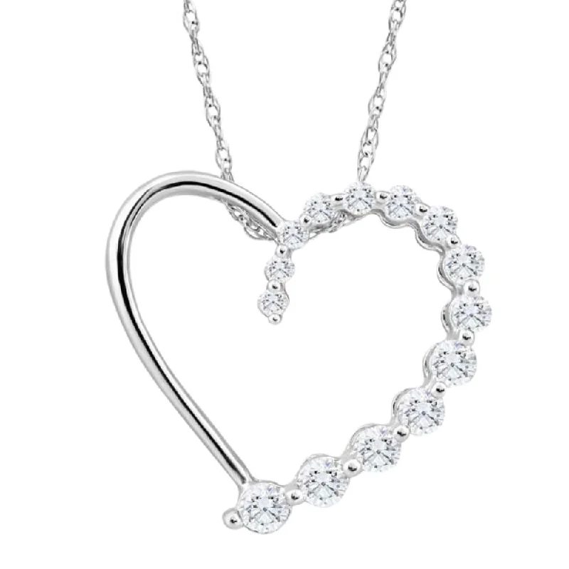 Limited-Stock Jewelry Sale – Once It's Gone, It's Gone 10K White Gold 1/3Ct TW Graduated Diamond Heart Pendant Necklace Limited-Stock Jewelry Sale – Once It's Gone, It's Gone 10K White Gold 1/3Ct TW Graduated Diamond Heart Pendant Necklace