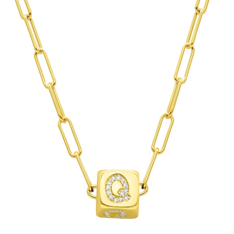Elegant Jewelry, Affordable Luxury – Shop Now 14K Gold Plated Initial Cube Paperclip Necklace Elegant Jewelry, Affordable Luxury – Shop Now 14K Gold Plated Initial Cube Paperclip Necklace
