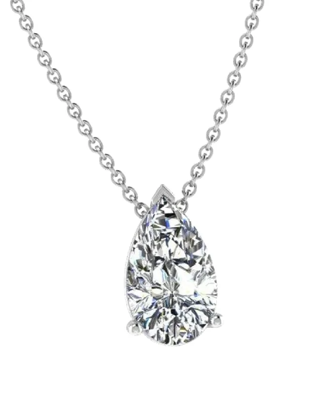 Timeless Elegance, Temporary Discounts – Act Fast 3 Carat Pear Shape Lab Grown Diamond Solitaire Necklace In 14 Karat White Gold G-H, Vs2 Timeless Elegance, Temporary Discounts – Act Fast 3 Carat Pear Shape Lab Grown Diamond Solitaire Necklace In 14 Karat White Gold G-H, Vs2