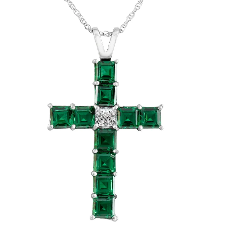 Buy More, Save More – Special Jewelry Discounts 6Ct TW Princess Cut Diamond & Emerald Cross Pendant Necklace Gold Lab Grown Buy More, Save More – Special Jewelry Discounts 6Ct TW Princess Cut Diamond & Emerald Cross Pendant Necklace Gold Lab Grown