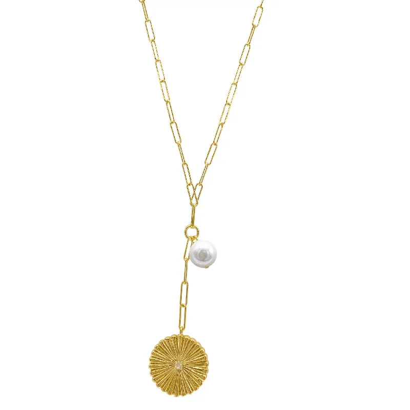 Buy More, Save More On Stunning Jewelry Pieces Adornia Sunburst Pendant Y- Necklace with Pearl Drop Buy More, Save More On Stunning Jewelry Pieces Adornia Sunburst Pendant Y- Necklace with Pearl Drop