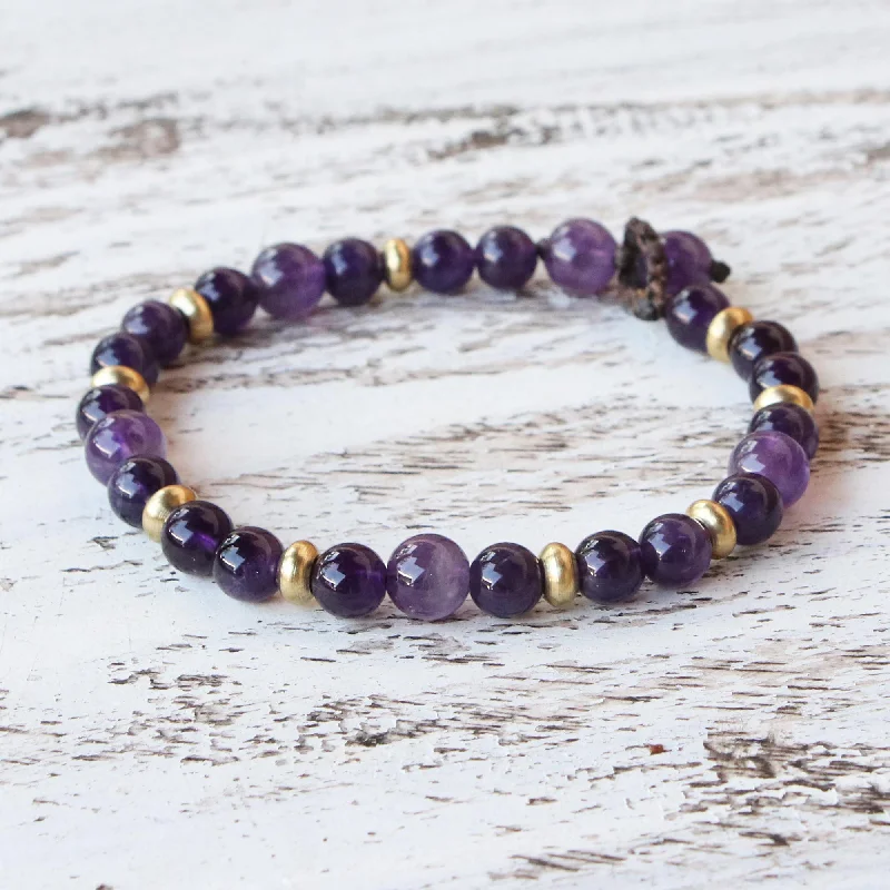 High-End Jewelry, Now More Affordable Than Ever Beautiful Thai in Purple Amethyst and Brass Beaded Bracelet from Thailand High-End Jewelry, Now More Affordable Than Ever Beautiful Thai in Purple Amethyst and Brass Beaded Bracelet from Thailand