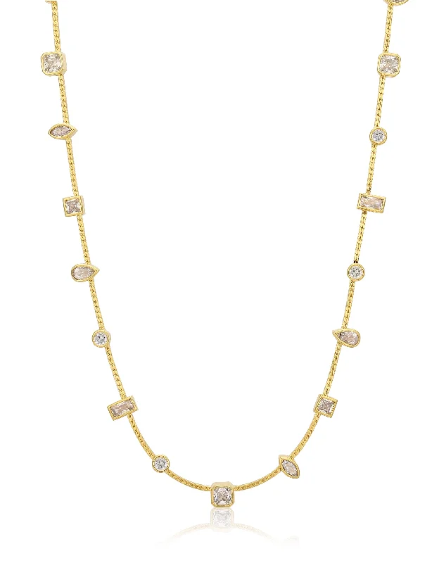 Last Chance To Grab Your Favorite Jewelry At A Discount Bezel Stone Stud Necklace- Gold Last Chance To Grab Your Favorite Jewelry At A Discount Bezel Stone Stud Necklace- Gold