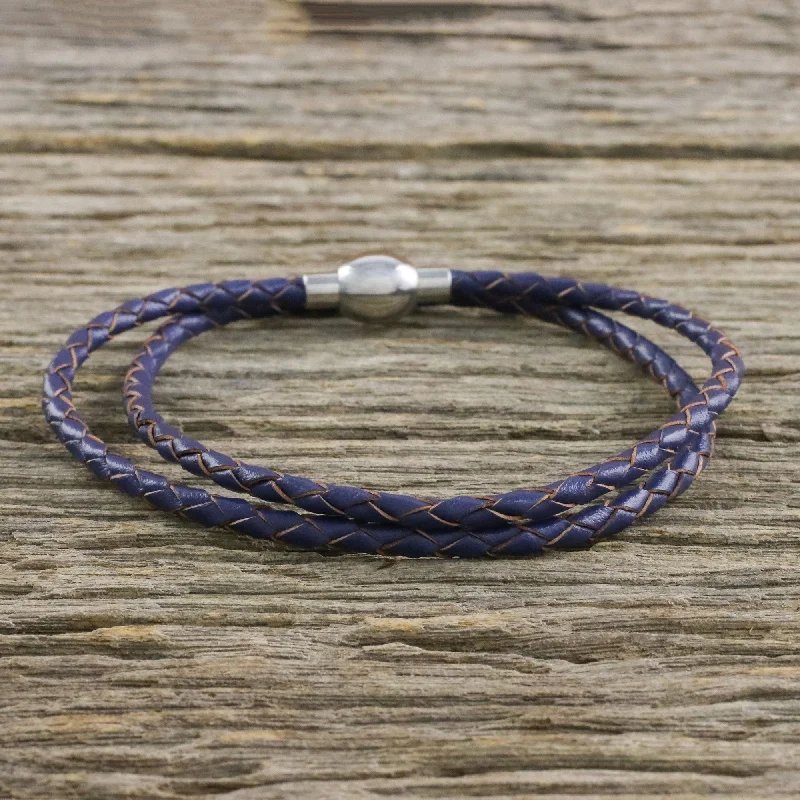 Grab Your Favorite Jewelry At The Lowest Prices Blue Charm Leather Wrap Bracelet in Blue (15 in.) from Thailand Grab Your Favorite Jewelry At The Lowest Prices Blue Charm Leather Wrap Bracelet in Blue (15 in.) from Thailand