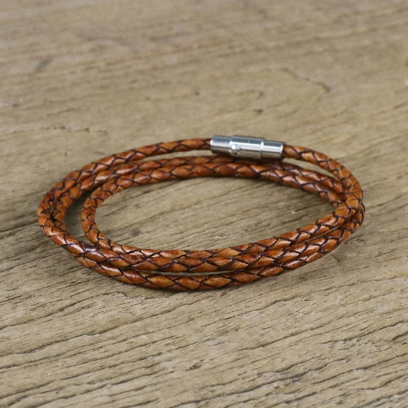 The Perfect Jewelry Piece At The Perfect Price Brown Charm 23 Inch Braided Brown Leather Wrap Bracelet from Thailand The Perfect Jewelry Piece At The Perfect Price Brown Charm 23 Inch Braided Brown Leather Wrap Bracelet from Thailand