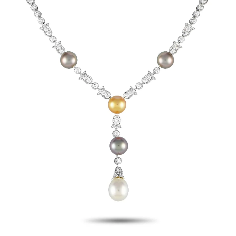 Trendy Minimalist Jewelry For Everyday Wear Cartier Melody 18K White Gold 14.0ct Diamond and Pearls Necklace CA02-091324 Trendy Minimalist Jewelry For Everyday Wear Cartier Melody 18K White Gold 14.0ct Diamond and Pearls Necklace CA02-091324