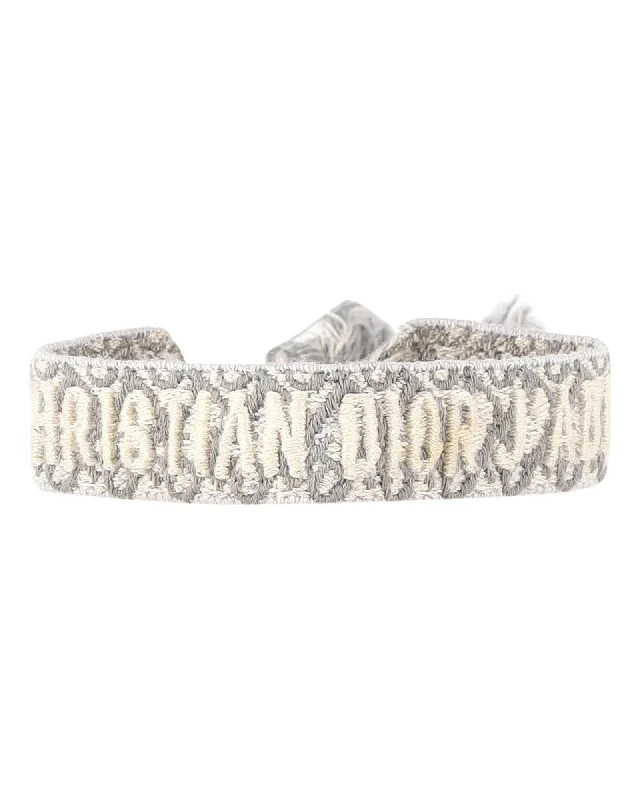 Shop Stylish Jewelry Now And Save Big Dior J'adior Oblique Embroidered Bracelet in Grey Cotton Shop Stylish Jewelry Now And Save Big Dior J'adior Oblique Embroidered Bracelet in Grey Cotton