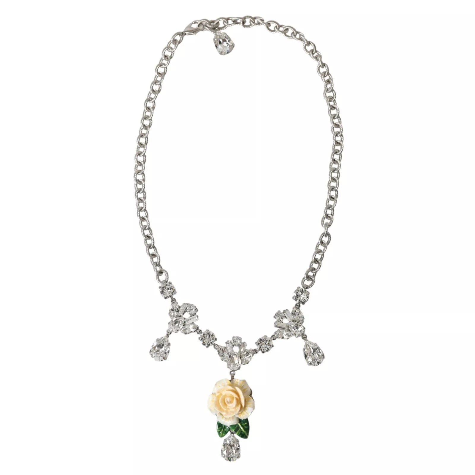 Eco-Friendly Sustainable Jewelry For Conscious Buyers Dolce & Gabbana Brass Clear Crystal Roses Pendants Women's Necklace Eco-Friendly Sustainable Jewelry For Conscious Buyers Dolce & Gabbana Brass Clear Crystal Roses Pendants Women's Necklace