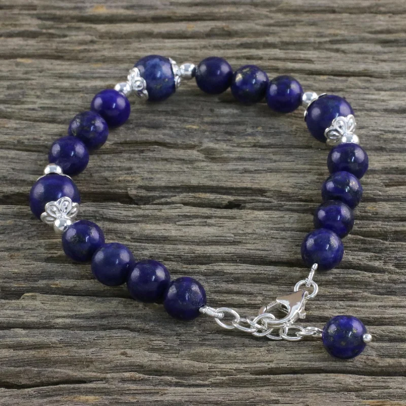 Make Every Moment Shine – Jewelry Discounts Available Floral Deep Thai Lapis Lazuli and Sterling Silver Beaded Bracelet Make Every Moment Shine – Jewelry Discounts Available Floral Deep Thai Lapis Lazuli and Sterling Silver Beaded Bracelet