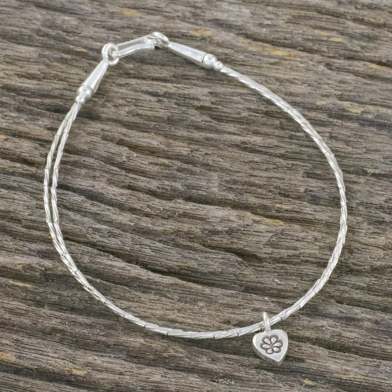 Timeless Jewelry At Special Discount Rates Heart and Charm Thai Karen Silver Beaded Bracelet with Heart Shaped Charm Timeless Jewelry At Special Discount Rates Heart and Charm Thai Karen Silver Beaded Bracelet with Heart Shaped Charm