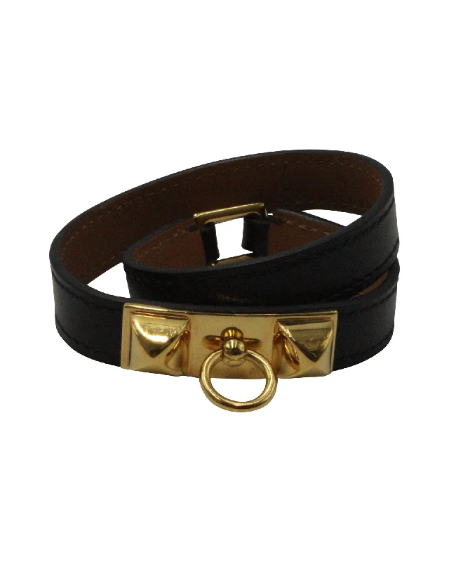 Limited-Time Jewelry Sale – Don't Miss These Deals Hermès Rivale Gold Plated Double Tour Bracelet in Black Leather Limited-Time Jewelry Sale – Don't Miss These Deals Hermès Rivale Gold Plated Double Tour Bracelet in Black Leather