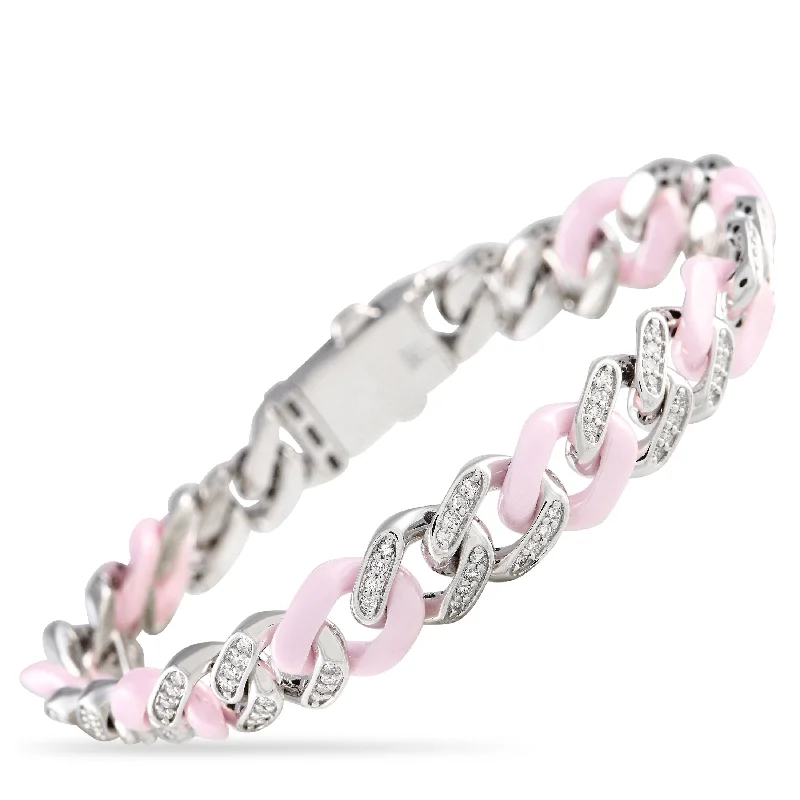 Unmissable Jewelry Clearance – Final Reductions LB Exclusive 18K White Gold 1.35ct Diamond Pink Cuban Chain Bracelet ALB-18075 Unmissable Jewelry Clearance – Final Reductions LB Exclusive 18K White Gold 1.35ct Diamond Pink Cuban Chain Bracelet ALB-18075