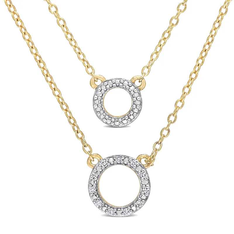 Affordable Luxury Jewelry For Every Occasion Mimi & Max Two-Strand Diamond Accent Circle Necklace with Chain in Yellow Plated Sterling Silver Affordable Luxury Jewelry For Every Occasion Mimi & Max Two-Strand Diamond Accent Circle Necklace with Chain in Yellow Plated Sterling Silver