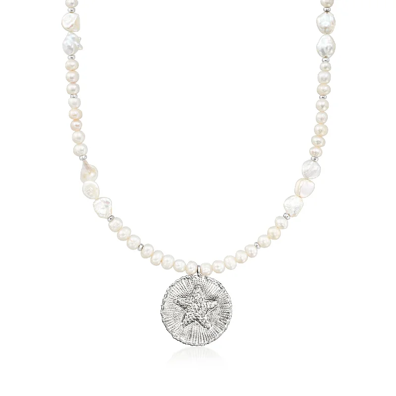 Once-A-Year Jewelry Sale – Grab Your Favorites Now Ross-Simons 4-8mm Keshi Pearl and 5.5-6.5mm Cultured Pearl Sand Dollar Necklace With Hematite Beads in Sterling Silver Once-A-Year Jewelry Sale – Grab Your Favorites Now Ross-Simons 4-8mm Keshi Pearl and 5.5-6.5mm Cultured Pearl Sand Dollar Necklace With Hematite Beads in Sterling Silver