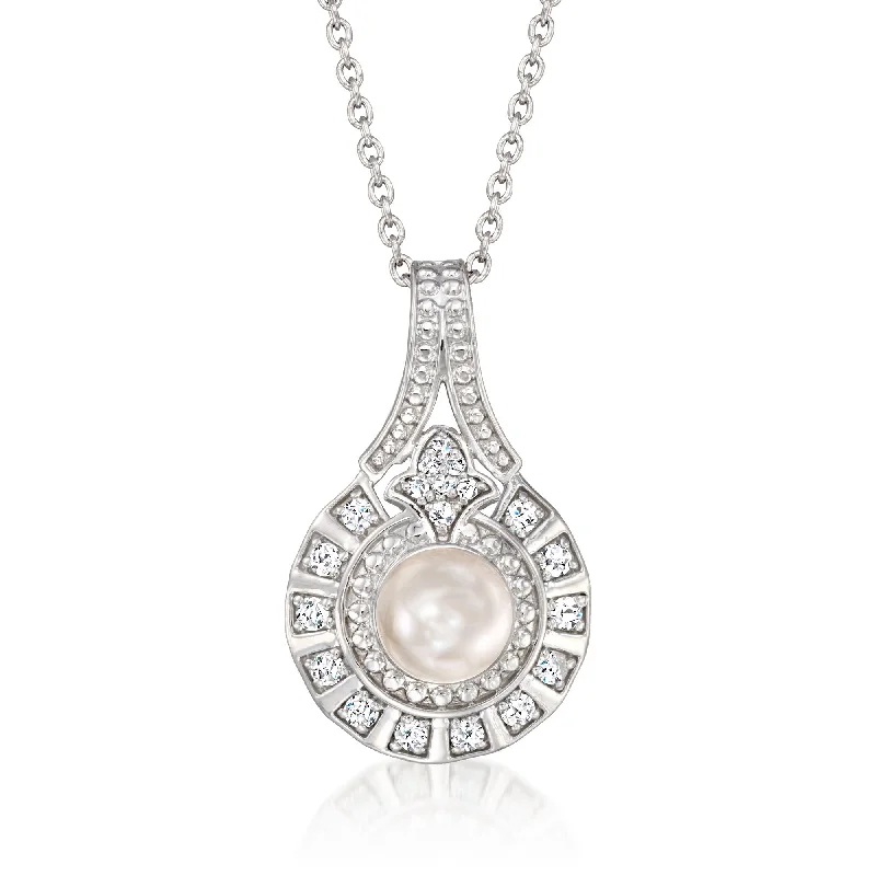 Dazzle In Elegance With Our Biggest Jewelry Sale Ross-Simons 5.5-6mm Cultured Pearl and . Diamond Pendant Necklace Dazzle In Elegance With Our Biggest Jewelry Sale Ross-Simons 5.5-6mm Cultured Pearl and . Diamond Pendant Necklace