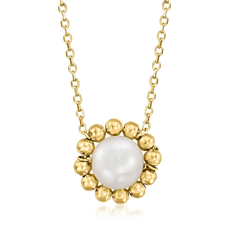 Unlock Unbeatable Jewelry Deals Before They’Re Gone Ross-Simons 5-6mm Cultured Pearl Bead Halo Necklace in 14kt Yellow Gold Unlock Unbeatable Jewelry Deals Before They’Re Gone Ross-Simons 5-6mm Cultured Pearl Bead Halo Necklace in 14kt Yellow Gold