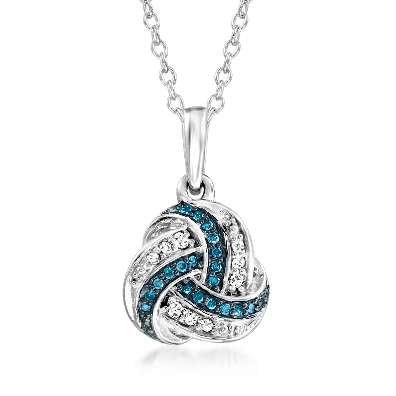 Luxury Jewelry Now At Special Promotional Rates Ross-Simons Blue and White Diamond Love Knot Pendant Necklace in Sterling Silver Luxury Jewelry Now At Special Promotional Rates Ross-Simons Blue and White Diamond Love Knot Pendant Necklace in Sterling Silver