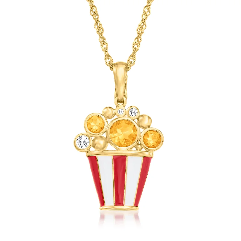 Premium Jewelry At Special Low Prices For A Limited Time Ross-Simons Citrine and . White Topaz Popcorn Pendant Necklace With Red and White Enamel in 18kt Gold Over Sterling Premium Jewelry At Special Low Prices For A Limited Time Ross-Simons Citrine and . White Topaz Popcorn Pendant Necklace With Red and White Enamel in 18kt Gold Over Sterling